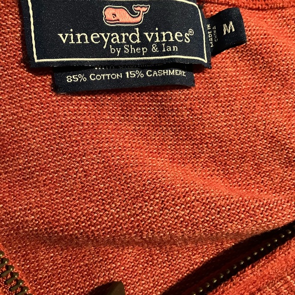 Vineyard Vines Men SZ MD Thaxter Stripe 1/4 Zip Pullover Sweater 15% Cashmere - Picture 7 of 8